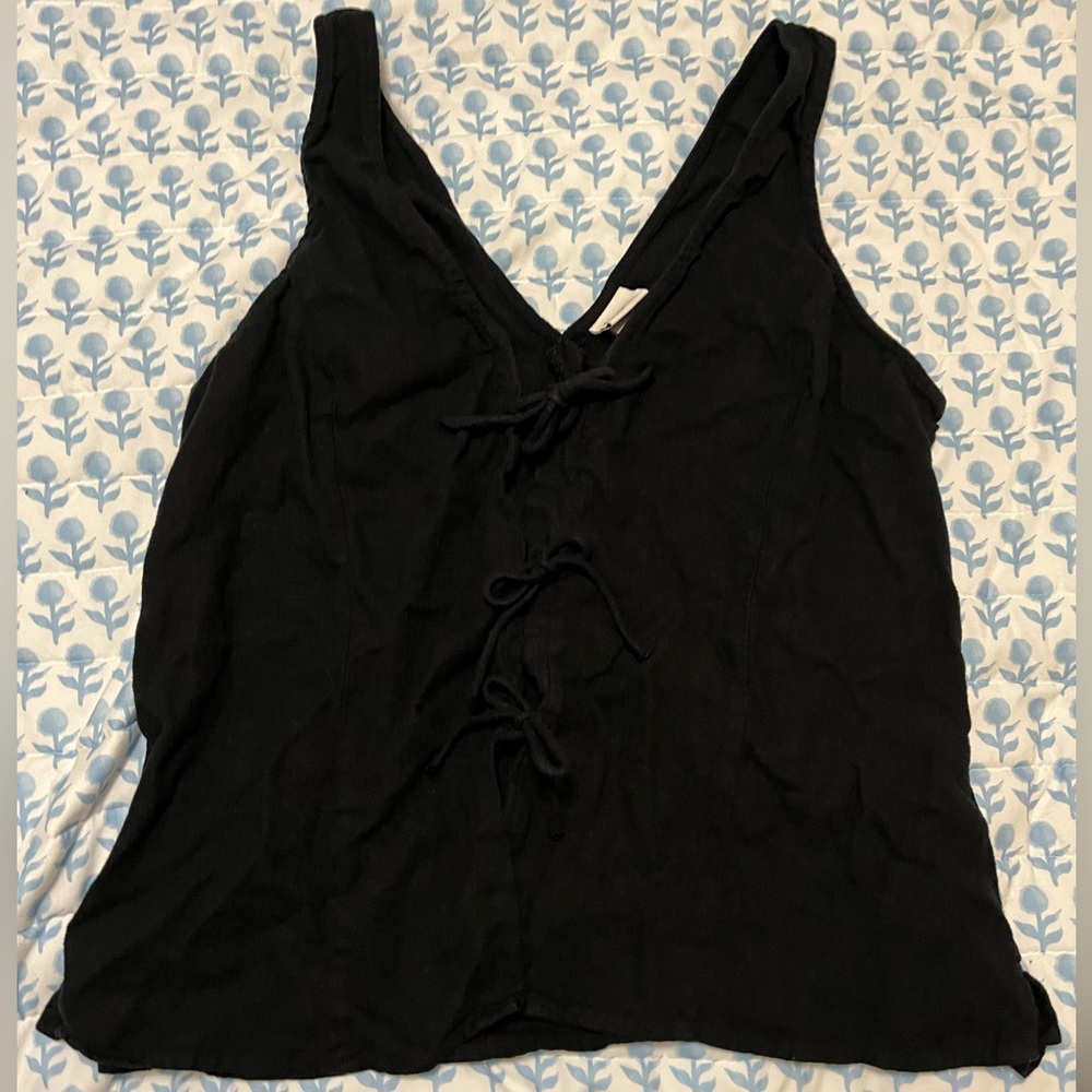 a new day Black Tie-Front Tank Top